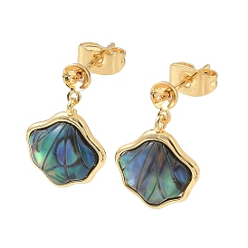 Латунная фурнитура для серег, формы раковины, с 925 булавкой из стерлингового серебра и ракушкой, за половину пробурено бисера