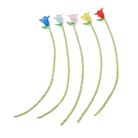 Акриловые закладки для книг с цветами, с использованием стеклянного бисера и проволоки «тигровый хвост».