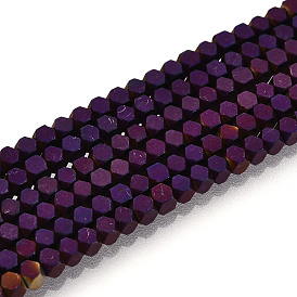 Electroplate Non-magnetic Synthetic Hematite Beads Strands, Polygon, Matte