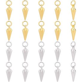 20 шт 2 цвета латунные подвески, с целью перехода в кольце, без кадмия и без свинца, конус