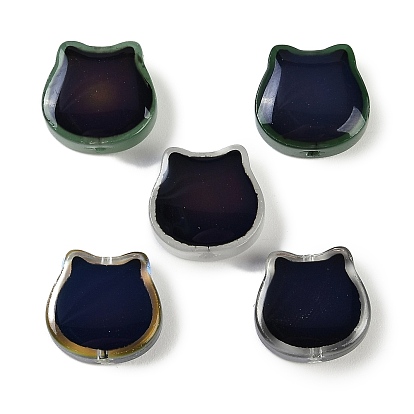 Двухцветные стеклянные бусины для настроения, чувствительные к температуре бусины, меняющие цвет, форма кошки