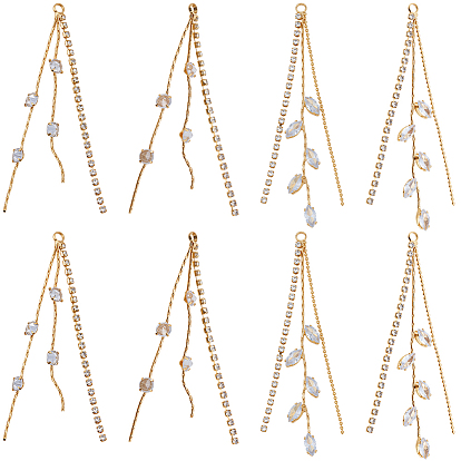 8 шт. 2 стили латунные микропаве прозрачные кубические цирконии кисточки цепочки большие подвески