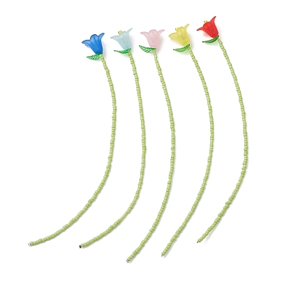 Акриловые закладки для книг с цветами, с использованием стеклянного бисера и проволоки «тигровый хвост».