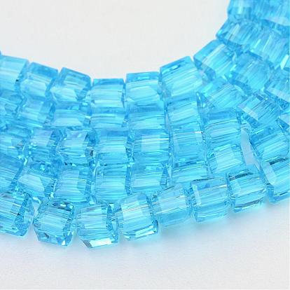 Transparent Glass Bead Strands, Cube, 4x4x4mm, Hole: 1mm, about 100pcs/strand, 17 inch