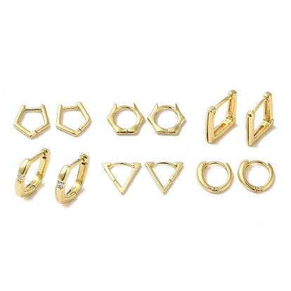 Женские латунные серьги-кольца с шестиугольником/прямоугольником/треугольником/кольцом, реальный 18 k позолоченный