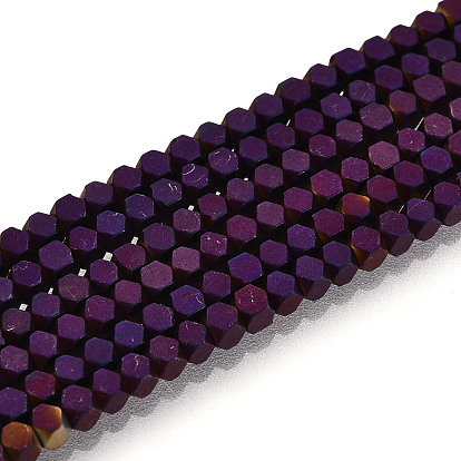 Electroplate Non-magnetic Synthetic Hematite Beads Strands, Polygon, Matte