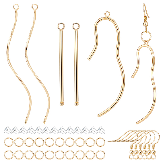 DIY Dangle Earring Making Kits, include Brass Earring Hooks & Pendants & Jump Rings, Plastic Ear Nuts