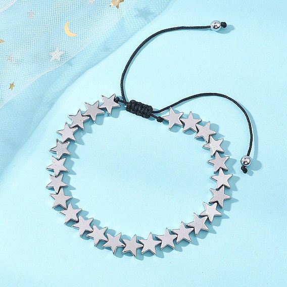 Браслеты из плетеных бусин из немагнитного синтетического гематита в форме звезды для женщин и мужчин