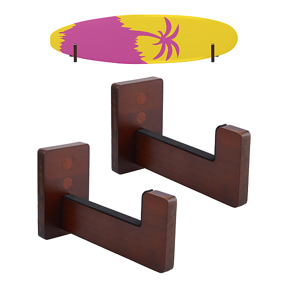 1Bag Wood Anti-slip Wall-mounted Surfboard Rack, Rectangle, with 1Sheet PVC Self Adhesive Stickers