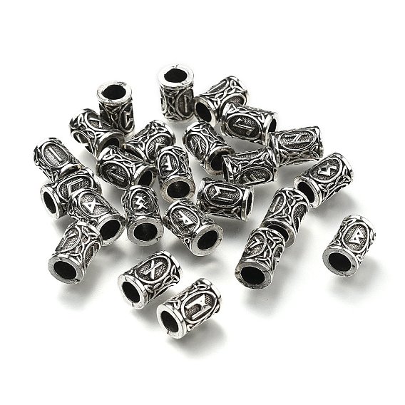 Сплавочные овальные бусины тибетского стиля , винтажные бороды из бисера викингов, столбец с руной / futhark / futhorc