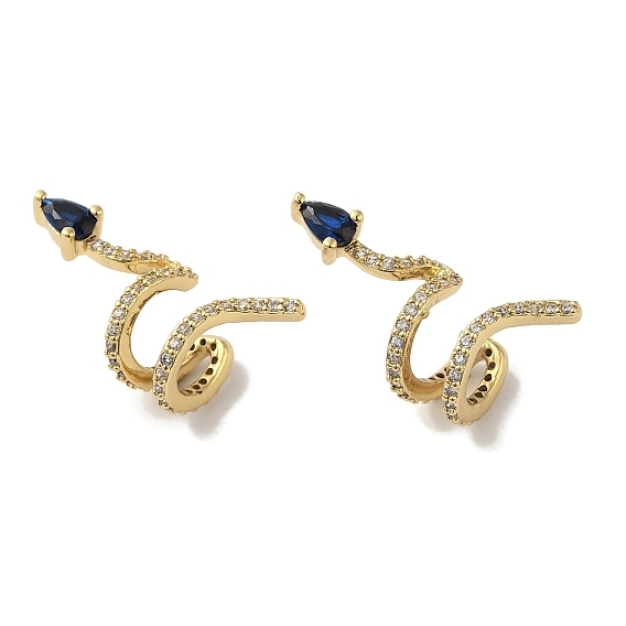 Серьги-каффы из латуни с микропаве из кубического циркония, долговечный, без свинца и без кадмия, змея