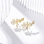 Серьги-манжеты из латуни с микропаве из прозрачного кубического циркония с цветочным покрытием, без свинца и без кадмия