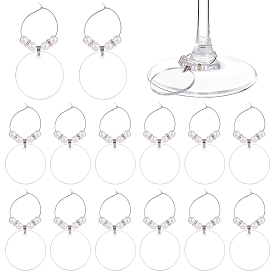 20pcs Acrylic Wine Glass Charms, Goblet Marker, with Brass Wine Glass Charm Rings, Flat Round