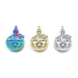 201 Stainless Steel Pendant, Hollow Charms, Bottle with Eye