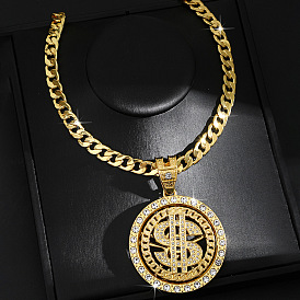 Ожерелья с кубинской цепочкой в стиле хип-хоп из цинкового сплава с кристаллами и стразами