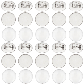 30 наборы пустая купольная стеклянная плоская круглая брошь, 316 булавка для лацкана из хирургической нержавеющей стали для рюкзака