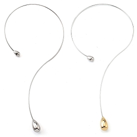 304 Stainless Steel Teardrop Pendant Open Cuff Necklaces for Women