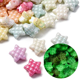 Светящиеся и УФ-покрытые непрозрачные акриловые бусины, радужный, тартановая звезда, светится в темноте