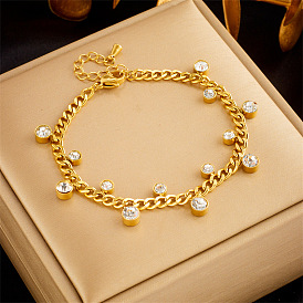 Minimalist Irregular Round Diamond Chain Titanium Steel Bracelet for Women