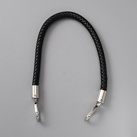 PU Imitation Leather Braided Bag Handle, Bag Strap, with Alloy Snap Clasp