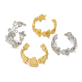 Стойки с покрытием из латуни, открытые манжеты с цветком, кольца для женщин, без свинца и без кадмия, долговечный