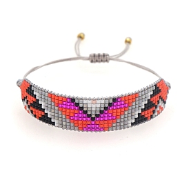 Buchstabe V Loom Muster Miyuki Rocailles Armbänder für Frauen, verstellbare Nylonschnur geflochtenen Perlen Armbänder