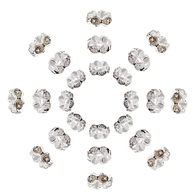 Sunnyclue 150 pcs 3 cuentas espaciadoras de diamantes de imitación de latón estilo, Grado A, borde ondulado, el color plateado de plata, Rondana plana
