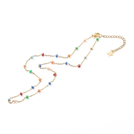Stainless Steel Satellite Chain Necklaces, with Enamel, Colorful