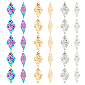 30шт. 3 цвета 304 подвеска из нержавеющей стали, фактурные подвески, ромб