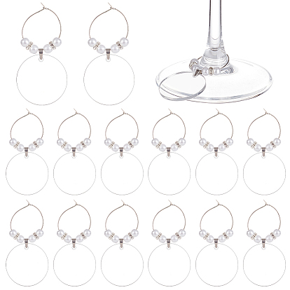 20pcs Acrylic Wine Glass Charms, Goblet Marker, with Brass Wine Glass Charm Rings, Flat Round