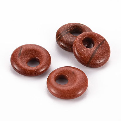 Mixed Gemstone Pendants, Donut/Pi Disc