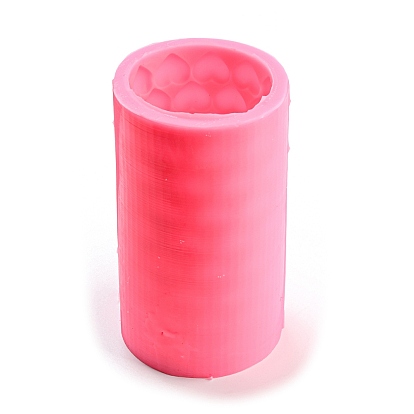 Valentine's Day 3D Embossed Love Heart Pillar Candle Molds, Scented Candle Cylinder Making Molds, Silicone Molds for DIY Aromatherapy Candles