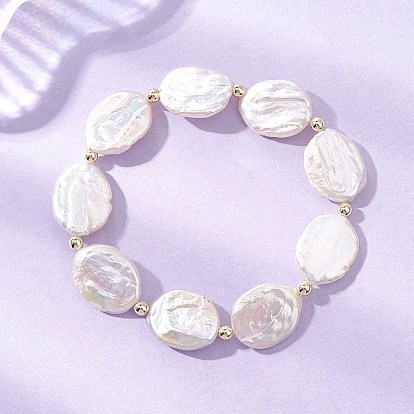 Эластичные браслеты для женщин из натурального барочного жемчуга кеши с ядром и немагнитного синтетического гематита.