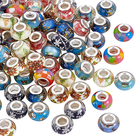 100 шт 10 цвета смолы европейские бусины, бусины с большим отверстием, рондель