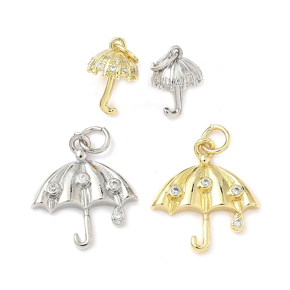 Латунные микропаве прозрачные подвески с фианитом, зонтик прелести, долговечный, без кадмия и без свинца, стойки покрытие, с целью перехода в кольце