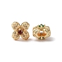 Brass Beads, with Glass Rhinestone, Flower