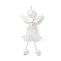 Подвески матовым акриловым, ангел, с фурнитурой из сплава и стеклянными жемчужными бусинами