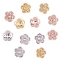 5-Petal Brass Micro Pave Cubic Zirconia Bead Caps, Cadmium Free & Nickel Free & Lead Free, Clear