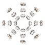 150Pcs 3 Style Brass Rhinestone Spacer Beads, Grade A, Wavy Edge, Silver Color Plated, Rondelle