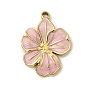 304 Stainless Steel Enamel Pendants, Flower Charms, Ion Plating(IP), Real 18K Gold Plated