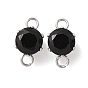 304 Stainless Steel Micro Pave Cubic Zirconia Connector Charms, Round