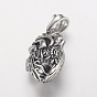 304 Stainless Steel Locket Pendants, Cage Pendants, with Magnetic, Heart