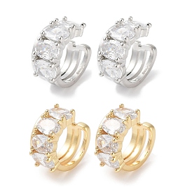 Oval Brass Cubic Zirconia Cuff Earrings for Women, Long-Lasting Plated, Cadmium Free & Lead Free