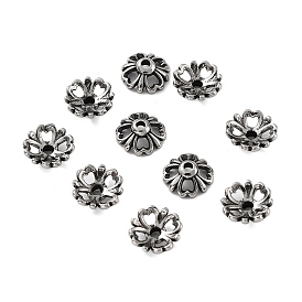 Style tibétain 316 capuchons de perles en acier inoxydable, fleur multi-pétale