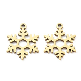 Ion Plating(IP) 316L Surgical Stainless Steel Pendants, Snowflake Charm