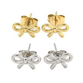 Ионное покрытие (ip) 304 серьги-гвоздики из нержавеющей стали, бантом