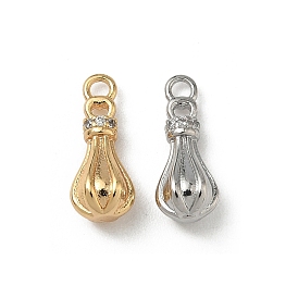 Подвески из латуни с микропаве из прозрачных кубических цирконий с рифленой отделкой, долговечный, слеза