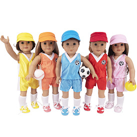 Two-piece Football Cloth Doll Sports Suits, Doll Clothes Outfits, Fit for 18 inch American Girl Dolls