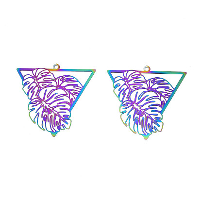 Ионное покрытие (ip) 201 филигранные подвески из нержавеющей стали, гравированные металлические украшения, лист