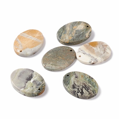 Natural Polychrome Jasper/Picasso Stone/Picasso Jasper Pendants, Oval